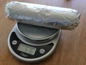 The carne asada burrito from Taqueria Santa Cruz is tightly wrapped and nearly a perfect cylinder. Despite looking smaller, it outweighed its Taco Roco counterpart.